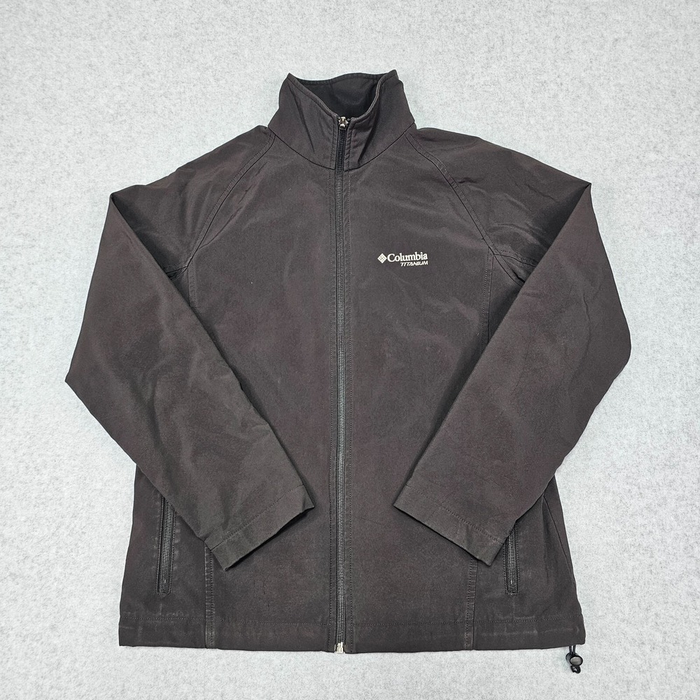 Columbia Titanium Jacket Mens Medium Black Full Zip Softshell Outdoor Hiking
